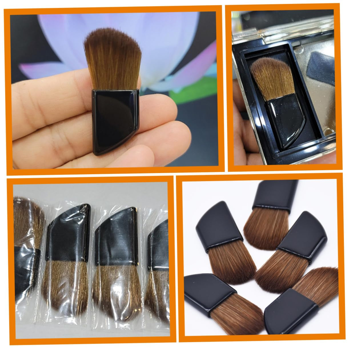 2Pcs Portable Travel Makeup Brush Professional Blush Applicators Soft Bristles for Even Powder Distribution Go Cosmetic Touch-Ups